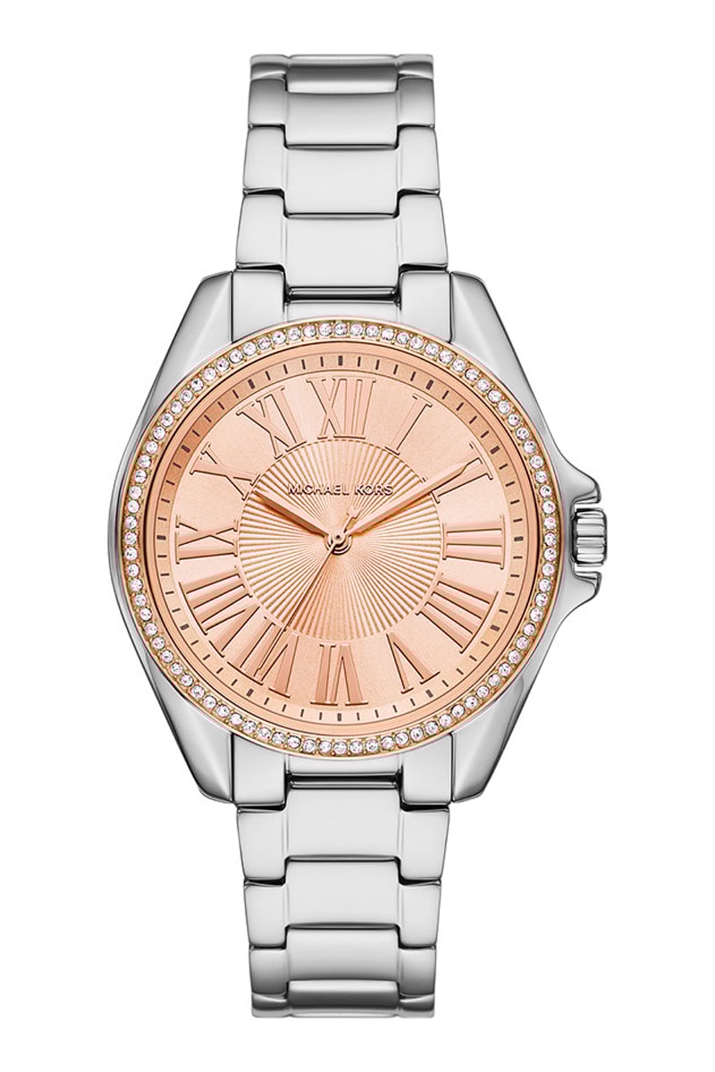 Montre+à+quartz+en+acier+-+Argente+et+dore+rose