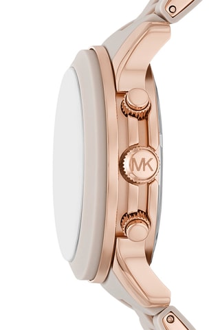 Montre à quartz en acier - Chronographe - Gris clair et rose