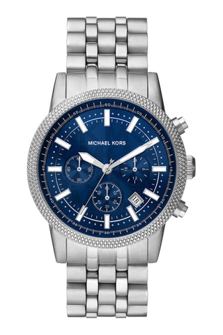 Montre à quartz en acier - Chronographe - Noir et bleu