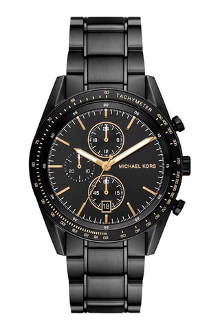 Montre à quartz en acier - Tachymètre - Noir