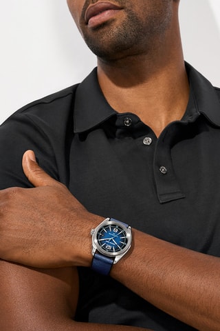 Montre à quartz en tissu - Bleu et argenté