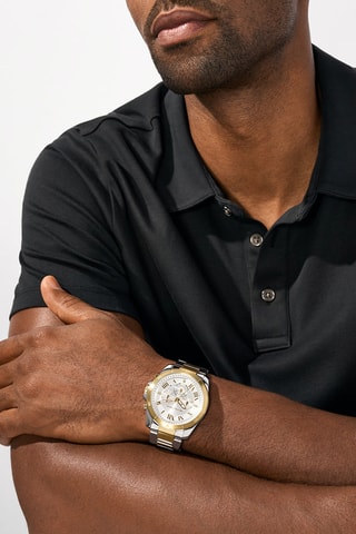 Montre à quartz en acier - Argenté et doré rose