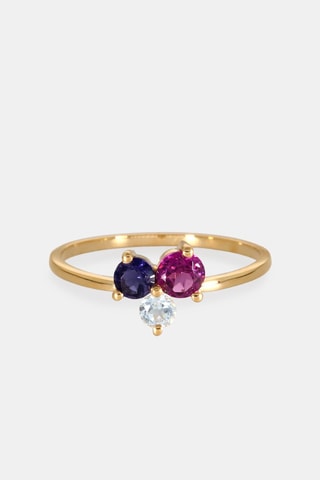 Bague - Or jaune 18 carats, topaze, lolite et rhodolite