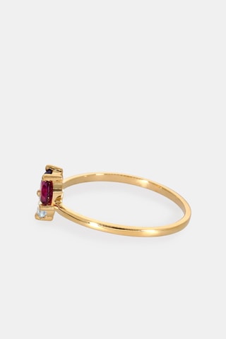 Bague - Or jaune 18 carats, topaze, lolite et rhodolite
