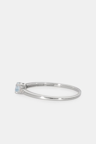 Bague - Or blanc 18 carats, diamants et aigue marine