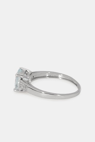 Bague - Or blanc 18 carats, topaze et diamants