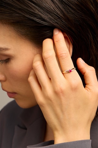 Bague - Or jaune 18 carats, diamants et rubis