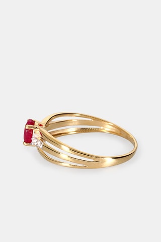 Bague - Or jaune 18 carats, rubis et diamants