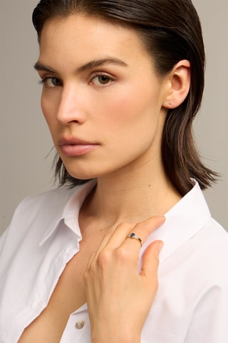 Bague - Or jaune 18 carats, saphir et diamants