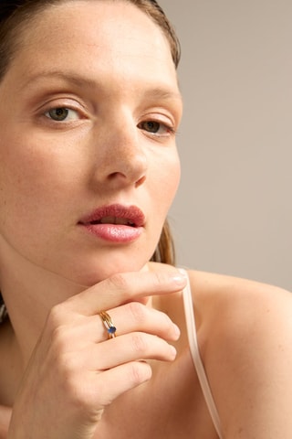 Bague - Or jaune 18 carats, saphir et diamants