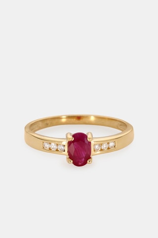 Bague - Or jaune 18 carats, rubis et diamants