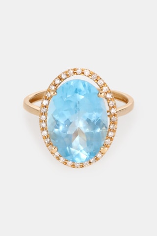 Bague - Or jaune 18 carats, topaze et diamants