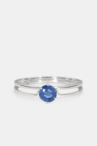 Bague - Or blanc 18 carats et saphir