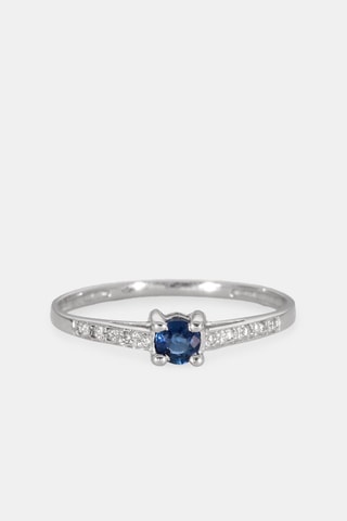 Bague - Or blanc 18 carats, saphir et diamants