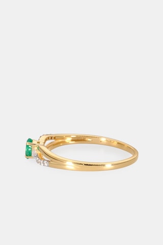 Bague - Or jaune 18 carats, émeraude et diamants