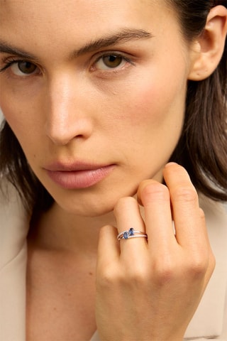 Bague - Or blanc 18 carats, saphirs et diamants