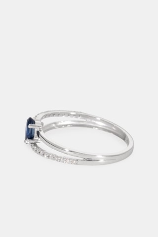 Bague - Or blanc 18 carats, saphirs et diamants
