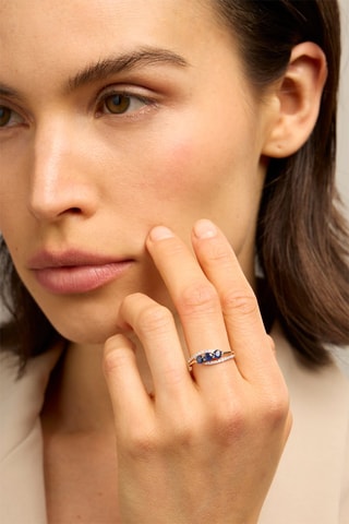 Bague - Or jaune 18 carats, saphirs et diamants