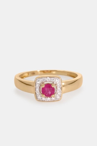 Bague - Or jaune 18 carats, rubis et diamants