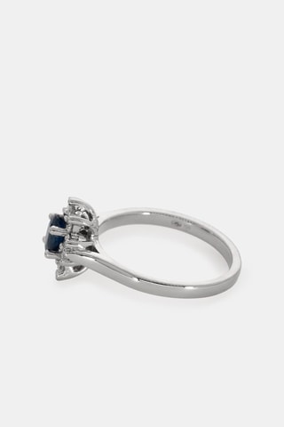 Bague - Or blanc 18 carats, saphir et diamants