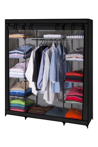 Armoire de rangement optimale noire avec accessoires - 2 cubes de rangement et 10 cintres