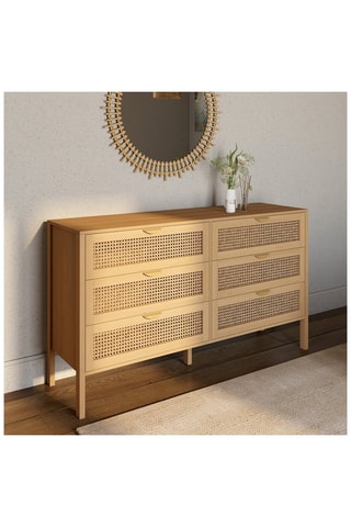 Commode Eve 6 tiroirs en cannage 140cm