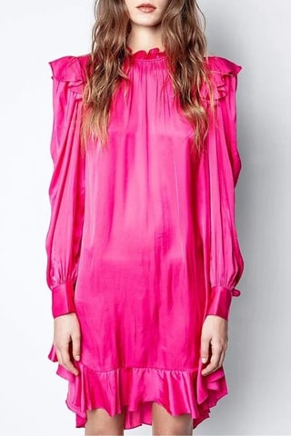 Robe volantée en soie - Rose