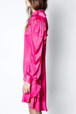 Robe volantée en soie - Rose