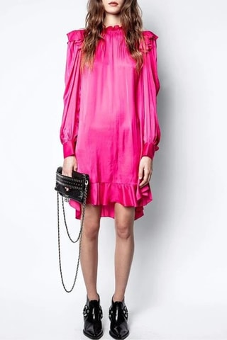 Robe volantée en soie - Rose