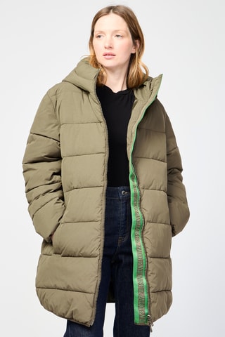 Doudoune longue à capuche - Kaki