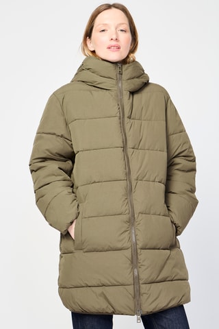Doudoune longue à capuche - Kaki