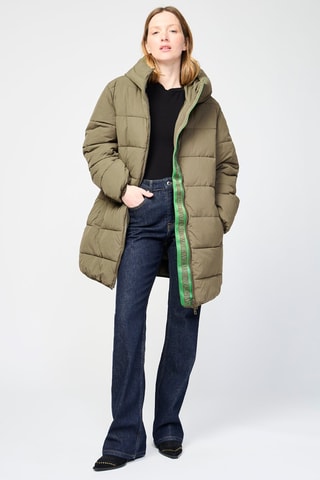 Doudoune longue à capuche - Kaki