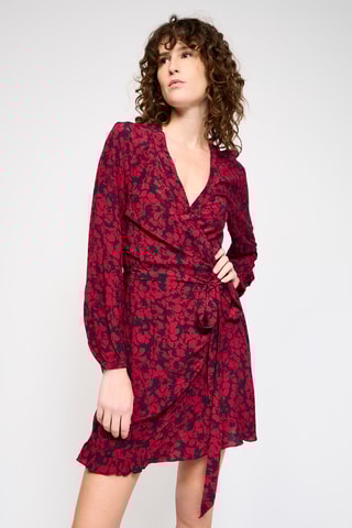 Robe portefeuille en laine et cachemire - Bordeaux