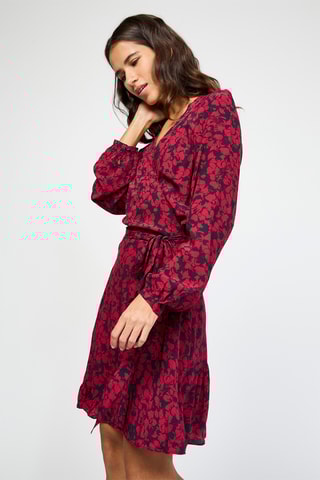 Robe portefeuille en laine et cachemire - Bordeaux