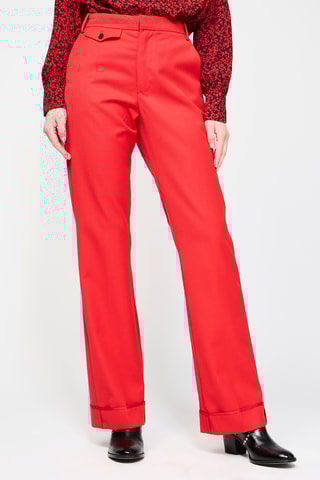 Pantalon en laine vierge taille haute - Rouge