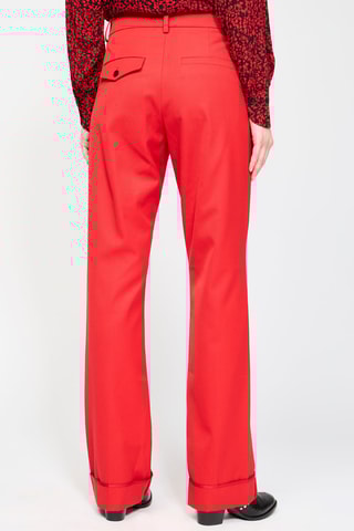 Pantalon en laine vierge taille haute - Rouge