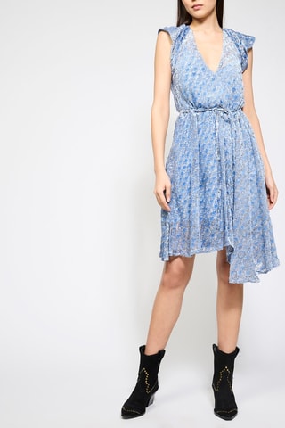 Robe patineuse en soie - Bleu