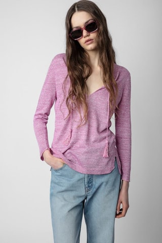 Pull en lin et soie - Rose chiné