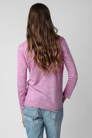 Pull en lin et soie - Rose chiné