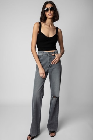 Crop top en laine et cachemire - Noir