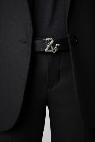 Ceinture en cuir de vachette - Noir