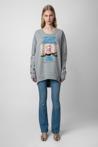 Sweat en coton biologique - Gris foncé chiné