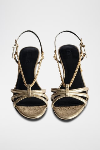 Sandales à talons en cuir - Doré