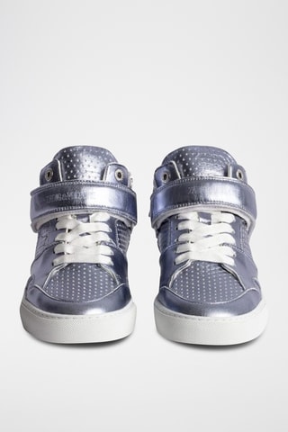 Baskets montantes en cuir - Argenté