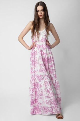 Robe longue - Ecru et fuchsia