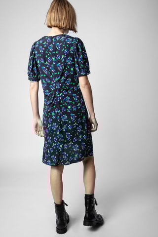 Robe midi en soie - Noir et bleu foncé