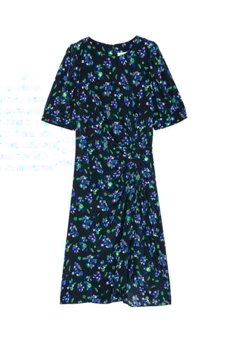 Robe midi en soie - Noir et bleu foncé