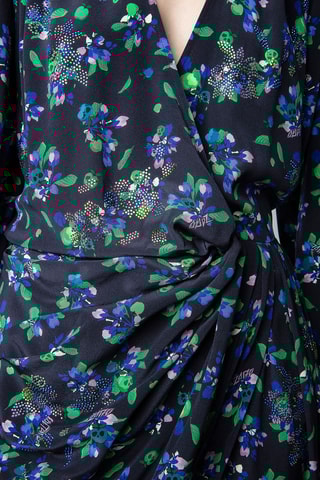 Robe midi en soie - Noir et bleu foncé