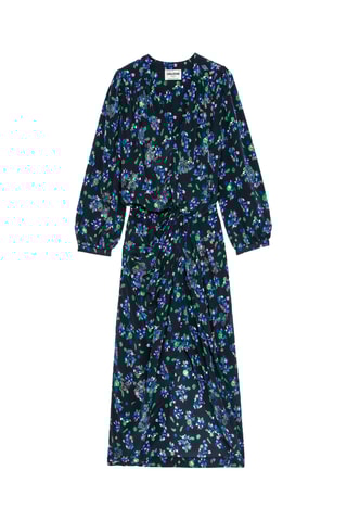 Robe midi en soie - Noir et bleu foncé