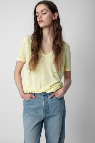 T-shirt en lin - Jaune chiné